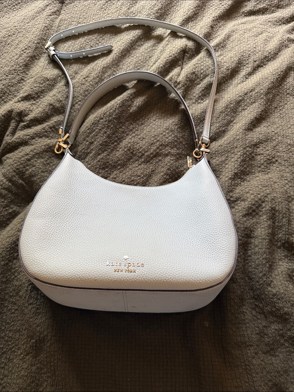 kate spade white pebbled leather shoulder bag